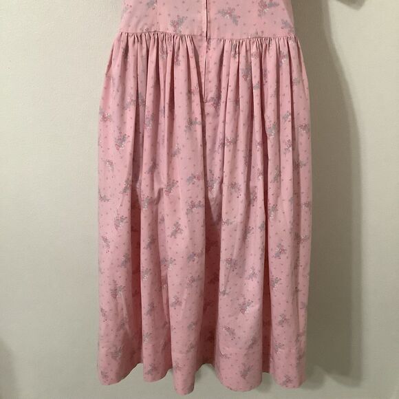 Vintage Handmade Pink Floral Western Country Lace Up Cottagecore Fairy Dress M - Picture 6 of 8